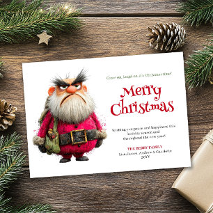 Skurriler verärgerter Weihnachtsmann editierbarer  Feiertagskarte