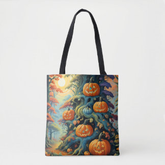 Skurriler verzauberter Kürbiswald Halloween-Tasche Tasche