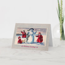 Skurriler Vintage-Schneemann-Toast-Weihnachtsgrüße