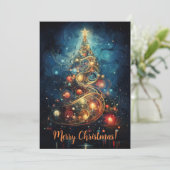 Skurriler Weihnachtsbaum Feiertagskarte (Stehend Vorderseite)