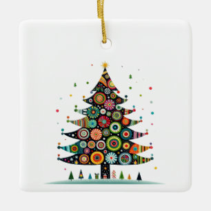 Skurriler Weihnachtsbaum, Helle Farben Keramikornament