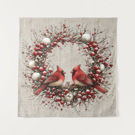 Skurriler Weihnachtskranz Wandteppich (Vorderseite)