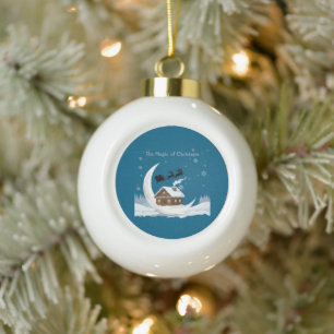 Skurriler "Zauber der Weihnacht" Weihnachtsschlitt Keramik Kugel-Ornament