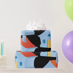 Skurriles Cartoon-Haus Farbige Spielende Heimat Geschenkpapier