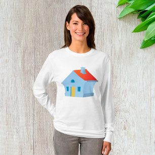 Skurriles Cartoon-Haus Farbige Spielende Heimat T-Shirt