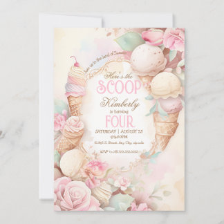 Skurriles Eis, Eis Rosa Vintage Einladung