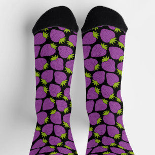 Skurriles Erdbeermuster Halloween Lila Socken