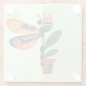 Skurriles florales Libellen-Design Glasuntersetzer (Rückseite)