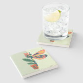 Skurriles florales Libellen-Design Steinuntersetzer (Seitenansicht)