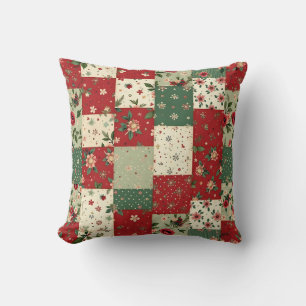 Skurriles florales vintage Weihnachtsquiltmuster Kissen