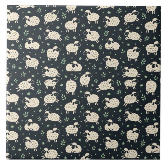 Skurriles Fluffschaf-Muster Fliese (Vorderseite)