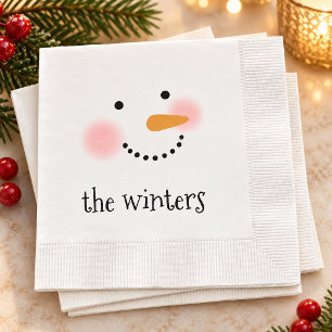 Skurriles glückliches Schneemann-Gesicht Winter Fa Serviette