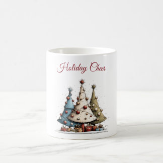 Skurriles handgezeichnetes Weihnachtsbaum-Muster Kaffeetasse