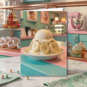 Skurriles Harz-Bananen-Sundae-Schwester-Geburtstag Karte