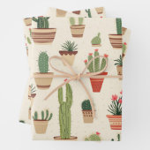 Skurriles Kaktusmuster-Wrap-Papier Geschenkpapier Set (Beispiel)