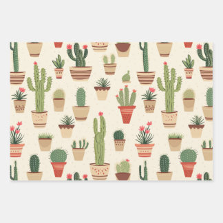 Skurriles Kaktusmuster-Wrap-Papier  Geschenkpapier Set