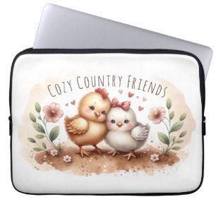 Skurriles Küken-Duo Cottagecore Aquarell Laptopschutzhülle