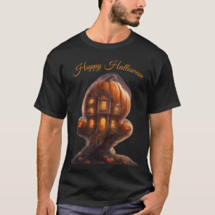 Skurriles Kürbisbaumhaus Frohes Halloween T-Shirt