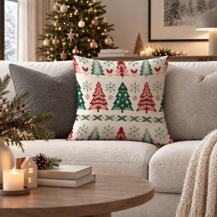 Skurriles nordisches Weihnachtsbaum-Schmuck Akzent Kissen