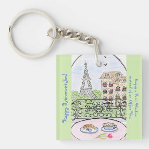 Skurriles Paris Eiffelturm RENTENEINTRITT Schlüsselanhänger