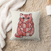 Skurriles Patchwork-Kätzchen mit Herz-Kunst Kissen (Decke)