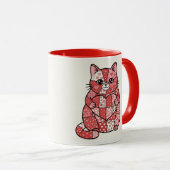 Skurriles Patchwork-Kätzchen mit Herz-Kunst Tasse (VorderseiteRechts)