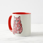 Skurriles Patchwork-Kätzchen mit Herz-Kunst Tasse (Vorderseite Links)