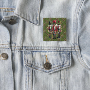 Skurriles Patchwork-Weihnachts-Nussknacker-Trio Button