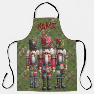 Skurriles Patchwork-Weihnachts-Nussknacker-Trio Schürze