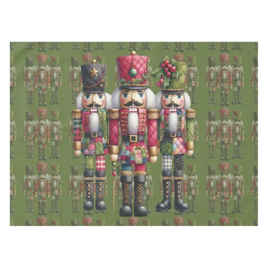 Skurriles Patchwork-Weihnachts-Nussknacker-Trio Tischdecke (Vorderseite (Horizontal))