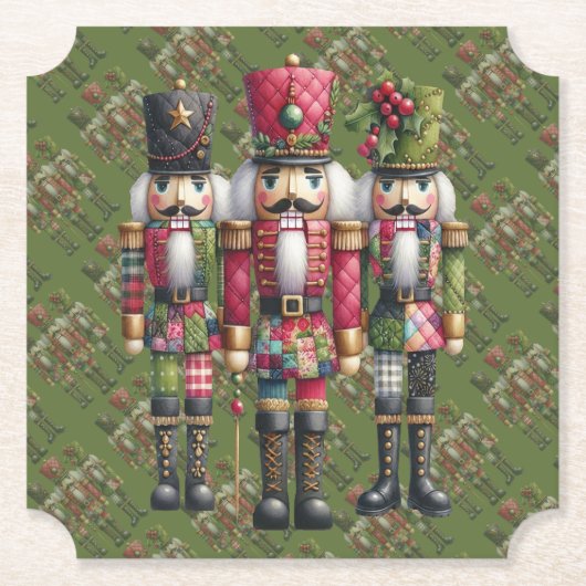 Skurriles Patchwork-Weihnachts-Nussknacker-Trio Untersetzer (Vorderseite)
