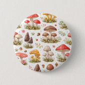 Skurriles Pilzmuster – Vintage Botanik Button (Vorderseite)