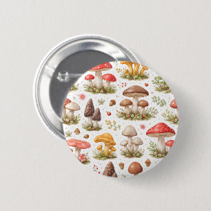 Skurriles Pilzmuster – Vintage Botanik Button
