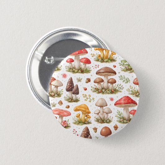 Skurriles Pilzmuster – Vintage Botanik Button (Vorne & Hinten)