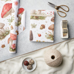 Skurriles Pilzmuster – Vintage Botanik Geschenkpapier