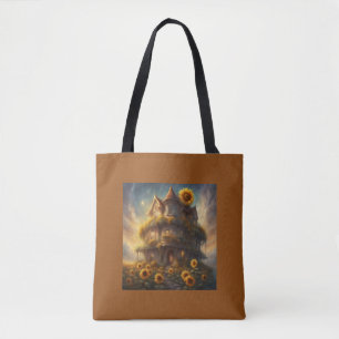 Skurriles Sonnenblumenhaus Sommer  Tasche