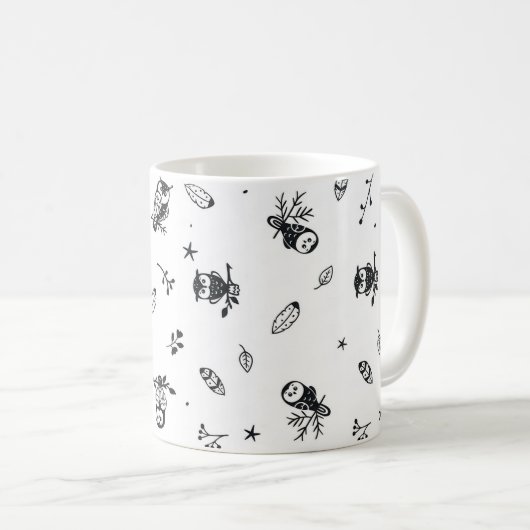 Skurriles Wald-Eulen-Muster Kaffeetasse (VorderseiteRechts)
