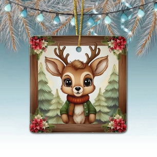 Skurriles Weihnachts-Rentier-Feiertags-Dekoration  Keramikornament