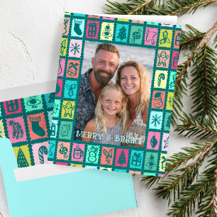 Skurriles Weihnachtsraster mit individuellem FOTO Karte