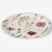Skurriles Wildblumen-Muster Babyshower-Papier Pappteller (Schrägansicht)