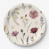 Skurriles Wildblumen-Muster Babyshower-Papier Pappteller (Vorderseite)