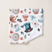 Skurriles Wunderland-Teeparty-Muster Badhandtuch Set (Waschlappen)