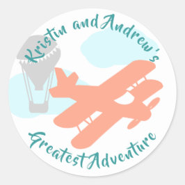 Sky Adventure Transportation Baby Shower Runder Aufkleber