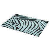 Sky Aqua Blue Black Zebra Print Schneidebrett (Ecke)