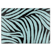 Sky Aqua Blue Black Zebra Print Schneidebrett (Vorderseite)