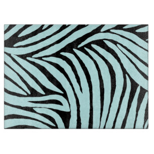 Sky Aqua Blue Black Zebra Print Schneidebrett
