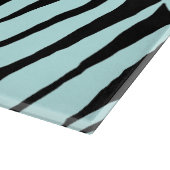 Sky Aqua Blue Black Zebra Print Schneidebrett (Ecke)