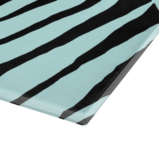 Sky Aqua Blue Black Zebra Print Schneidebrett (Ecke)