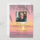 Sky Beach Sunset Feier des Lebens Beerdigung Foto Einladung (Vorderseite)