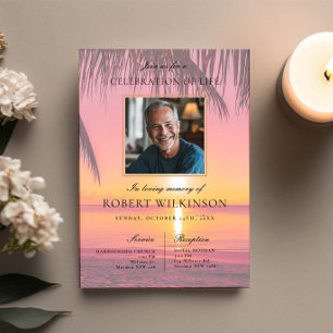 Sky Beach Sunset Feier des Lebens Beerdigung Foto Einladung